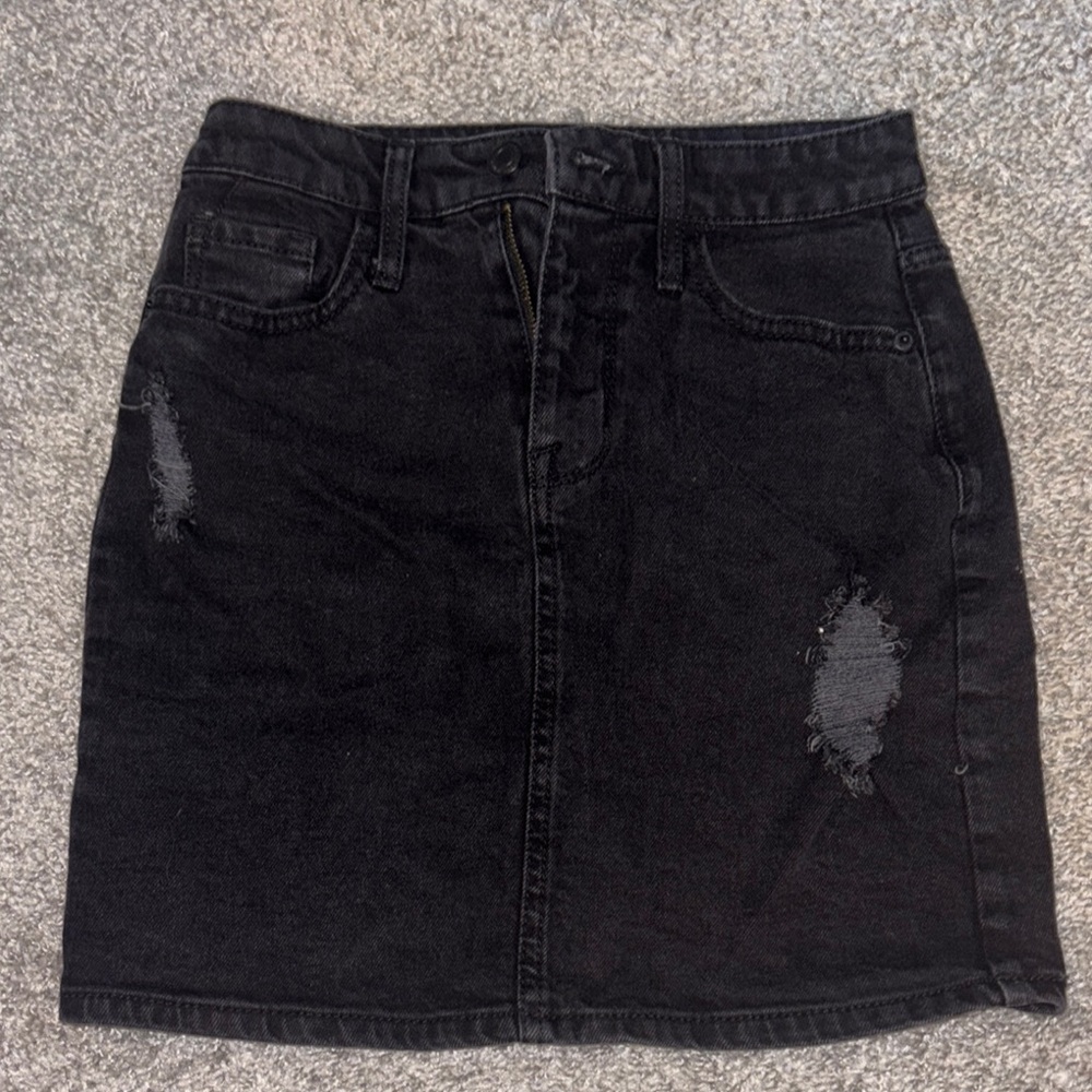 Classic Black Denim Skirt